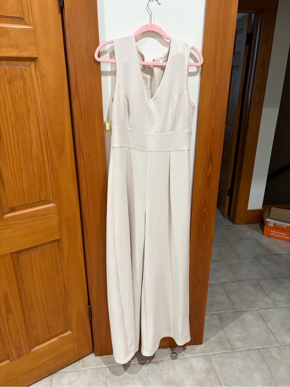 Sugarlips Cream Sleeveless V-Neck Jumpsuit
